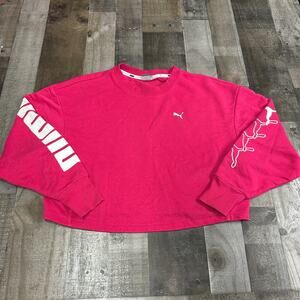 Puma Logo Cropped Sweatshirt Pink Women Size M